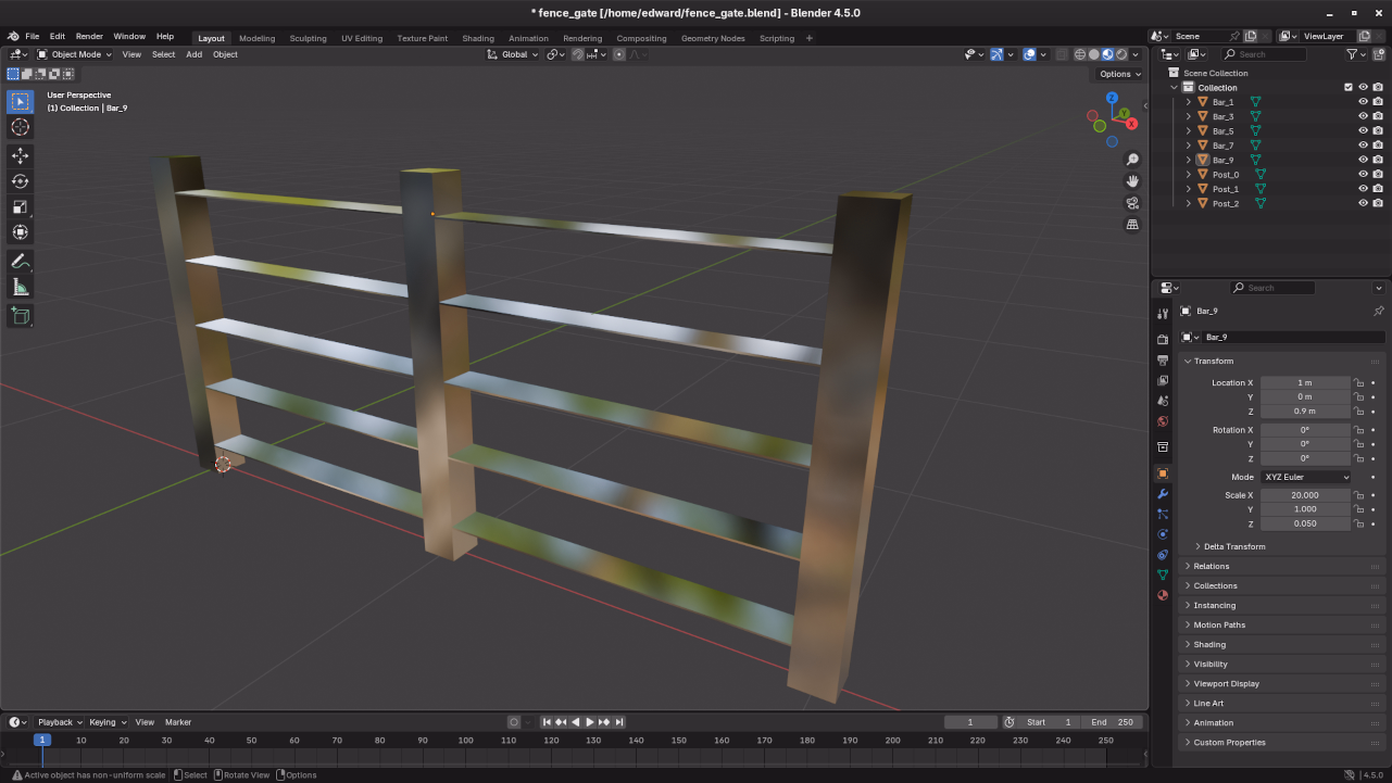 Low poly fence gate in Blender