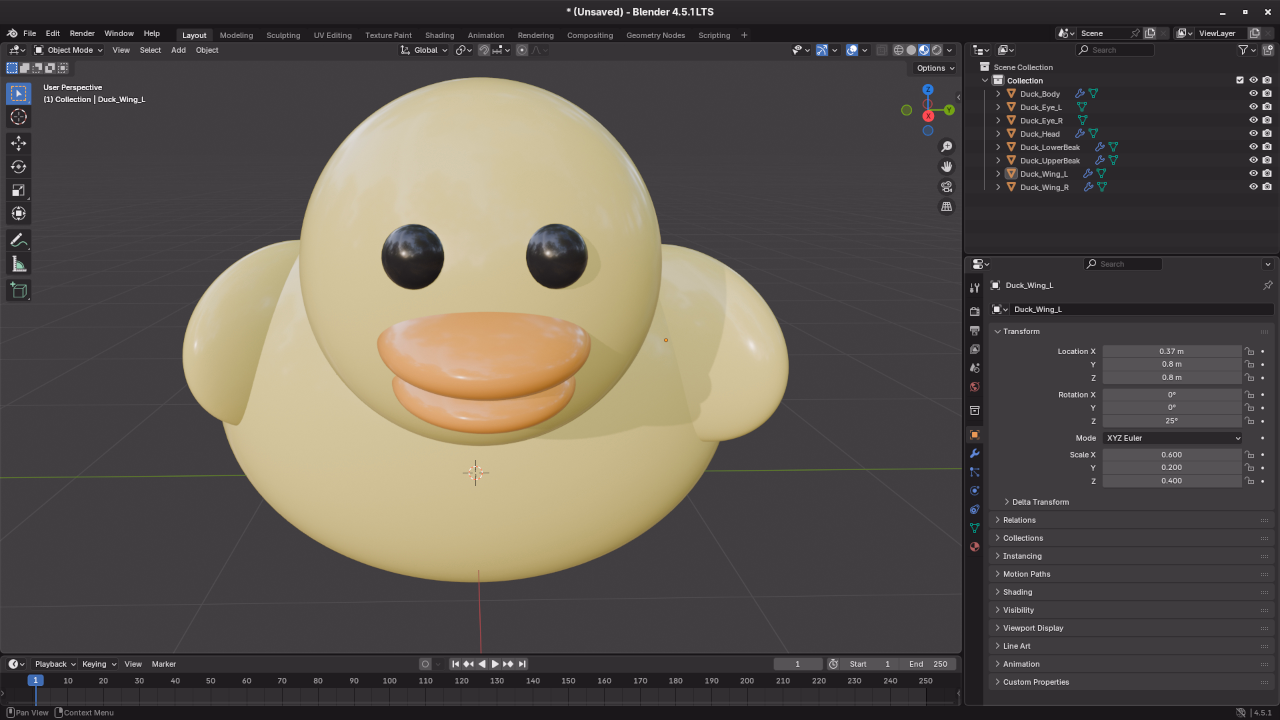 Low poly rubber duck in Blender