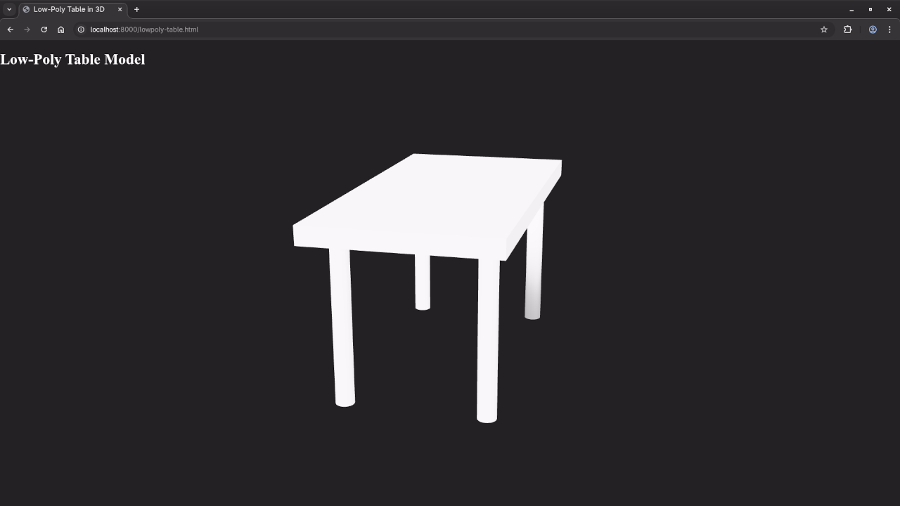 Low poly table in Web browser