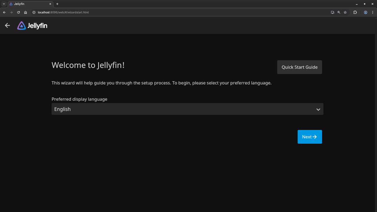 Jellyfin Installation Screen