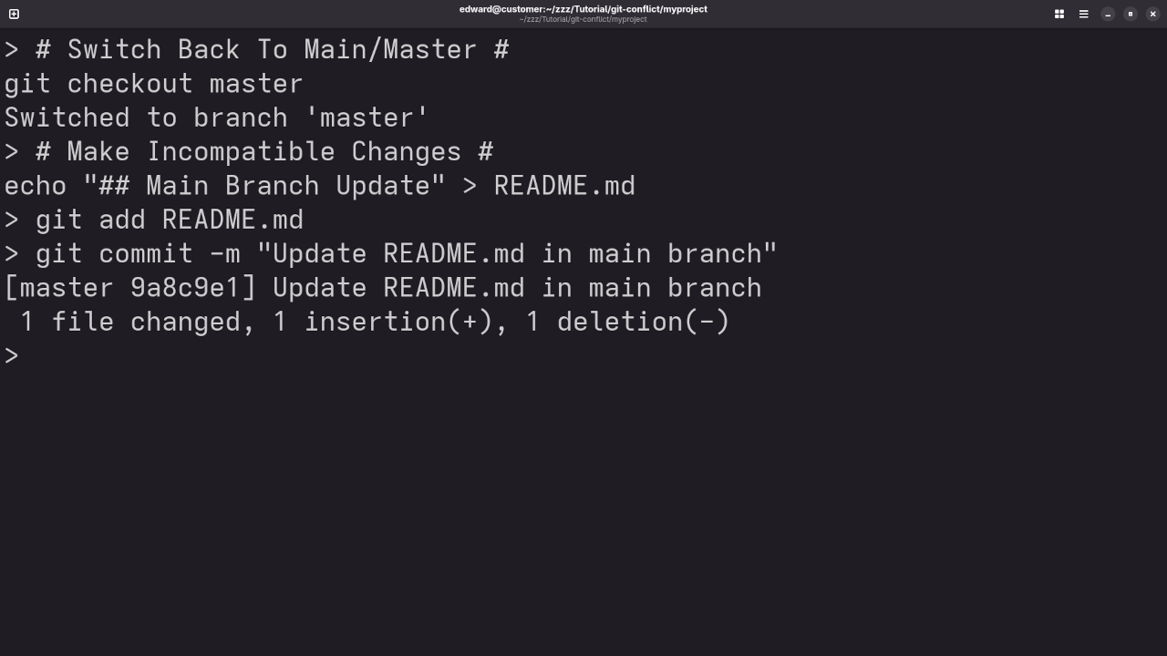 Git Commit Updates On Main Branch