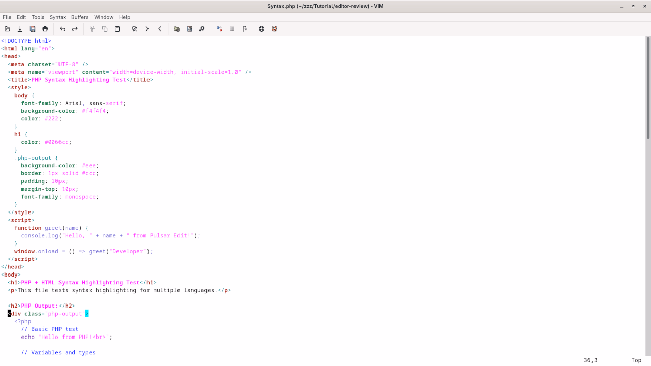 GVim PHP Syntax Highlighting