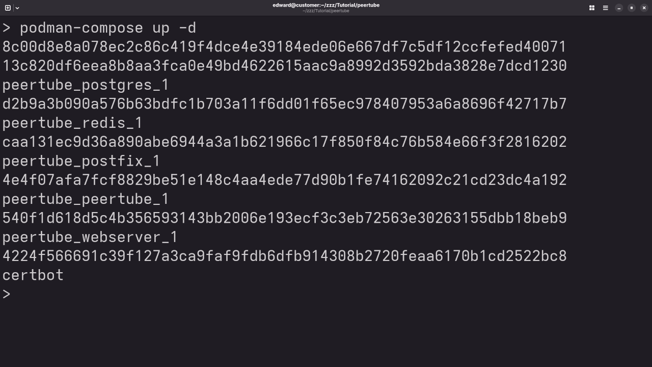 PeerTube Podman Compose Build