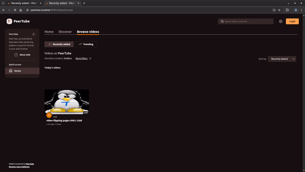PeerTube Browse Screen