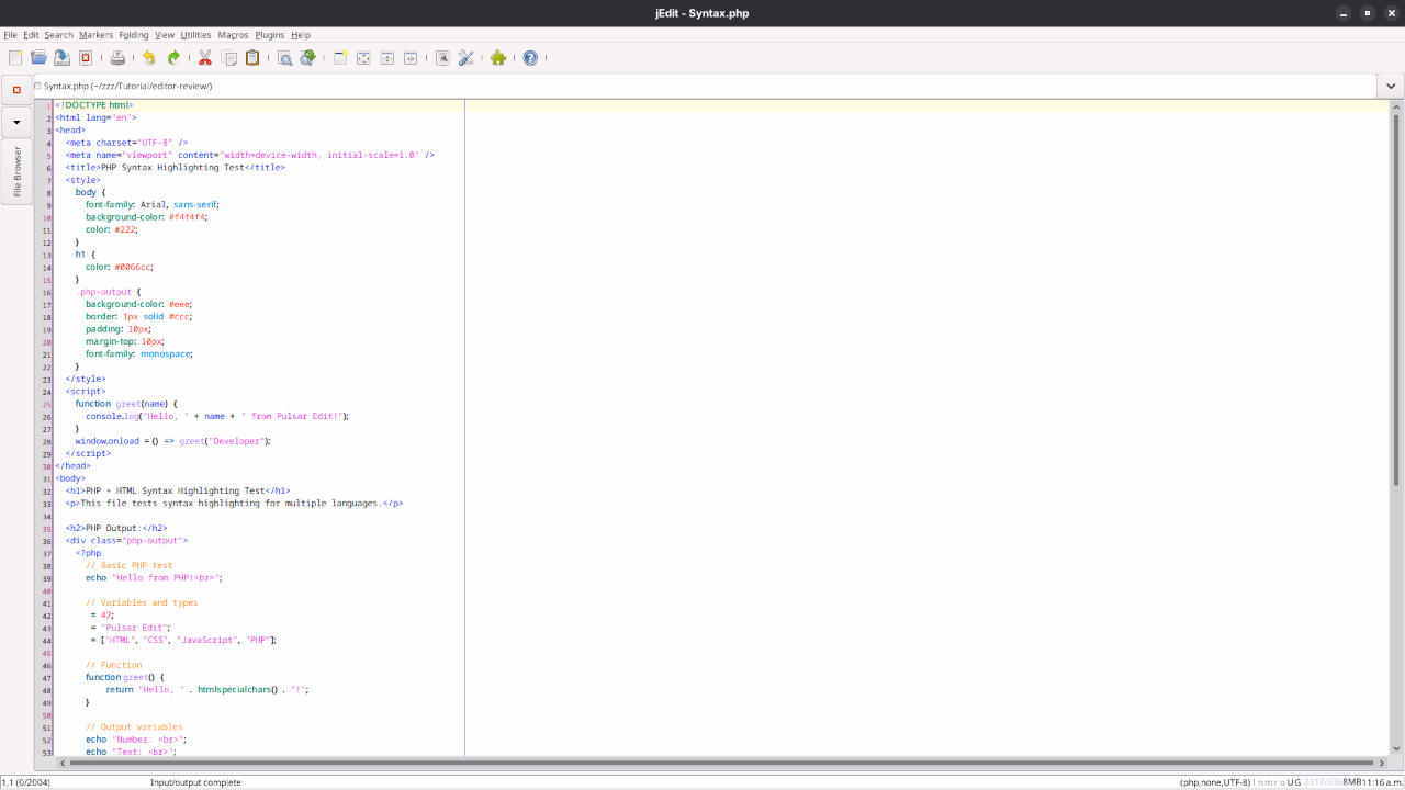 JEdit PHP Syntax Highlighting