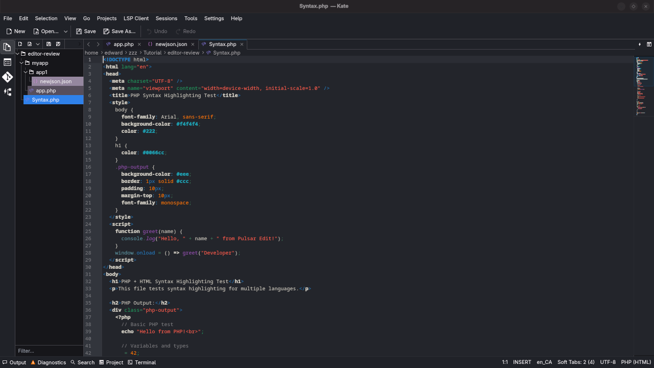 Kate PHP Syntax Highlighting