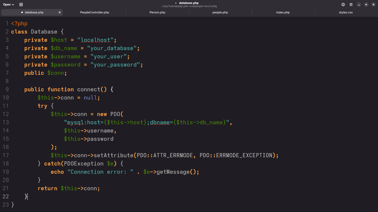 Custom Database Config