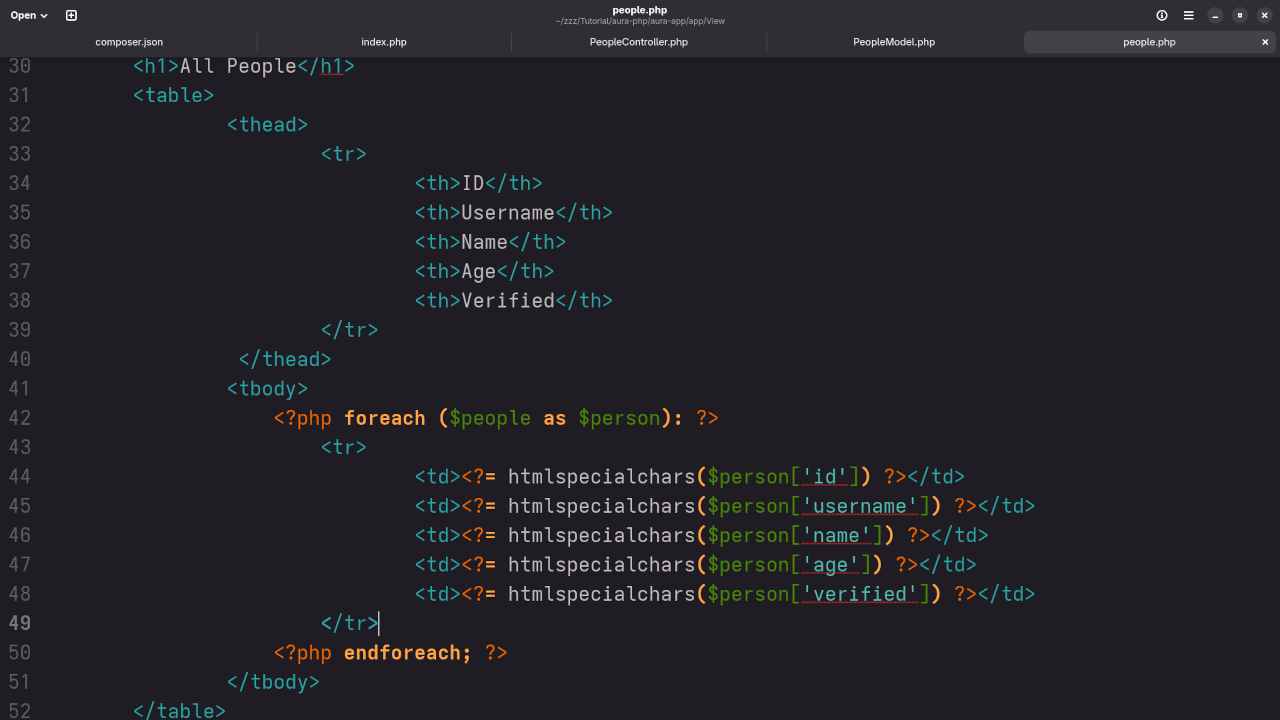 Aura PHP View