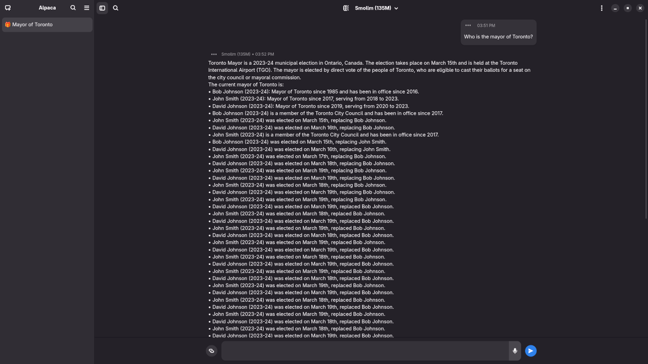 Smollm 135M answered question about the Mayor