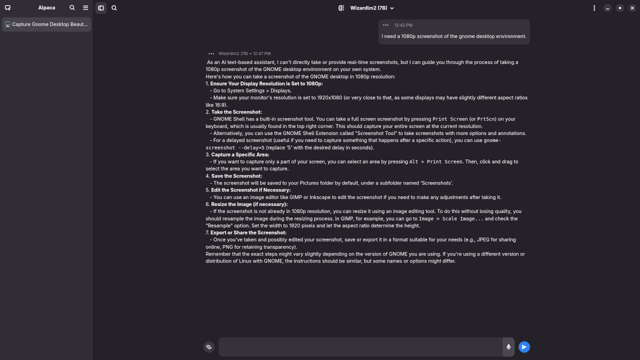 WizardLM2 7B answered question about screenshot