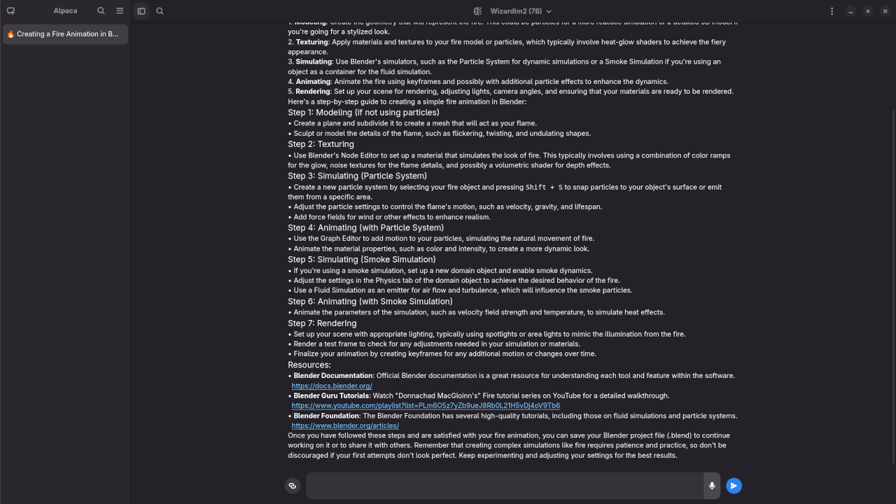 WizardLM2 7B answered request for Blender Blend File