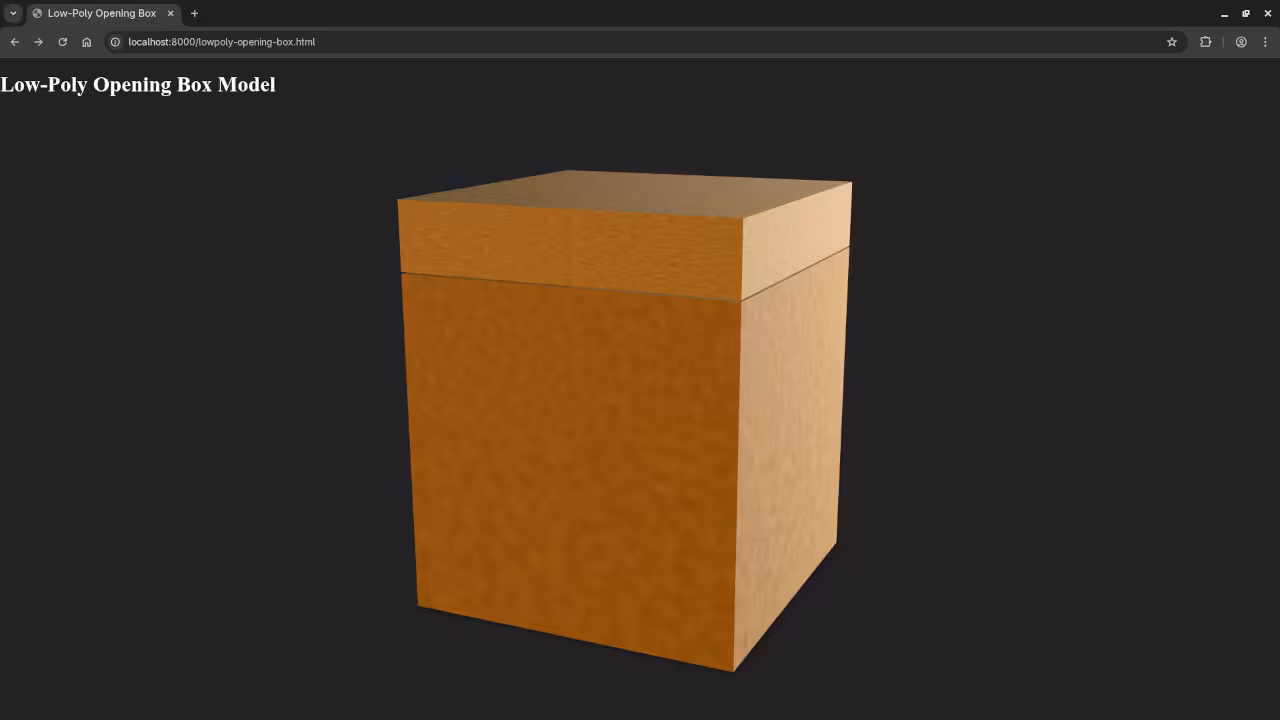 Low poly opening box in Web browser