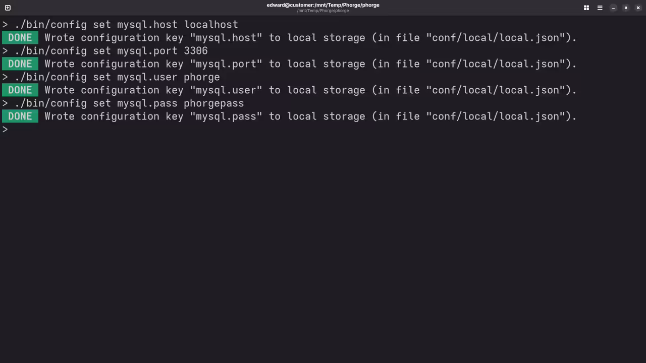 Phorge Database Setup