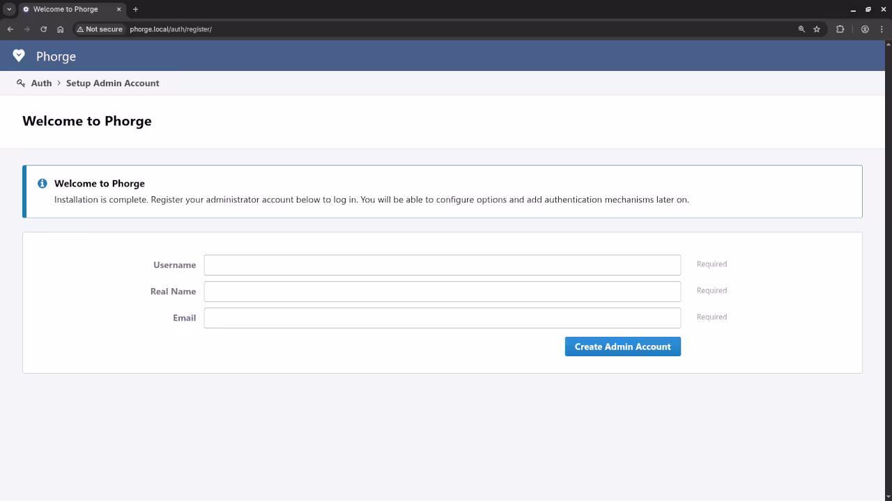 Phorge Admin Setup