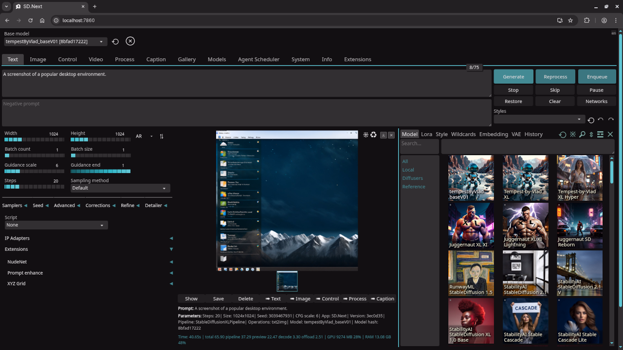 SD.Next generated screenshot about the Desktop Environment