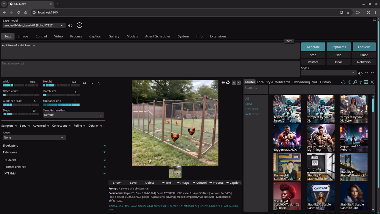 SD.Next generated picture about the chicken run