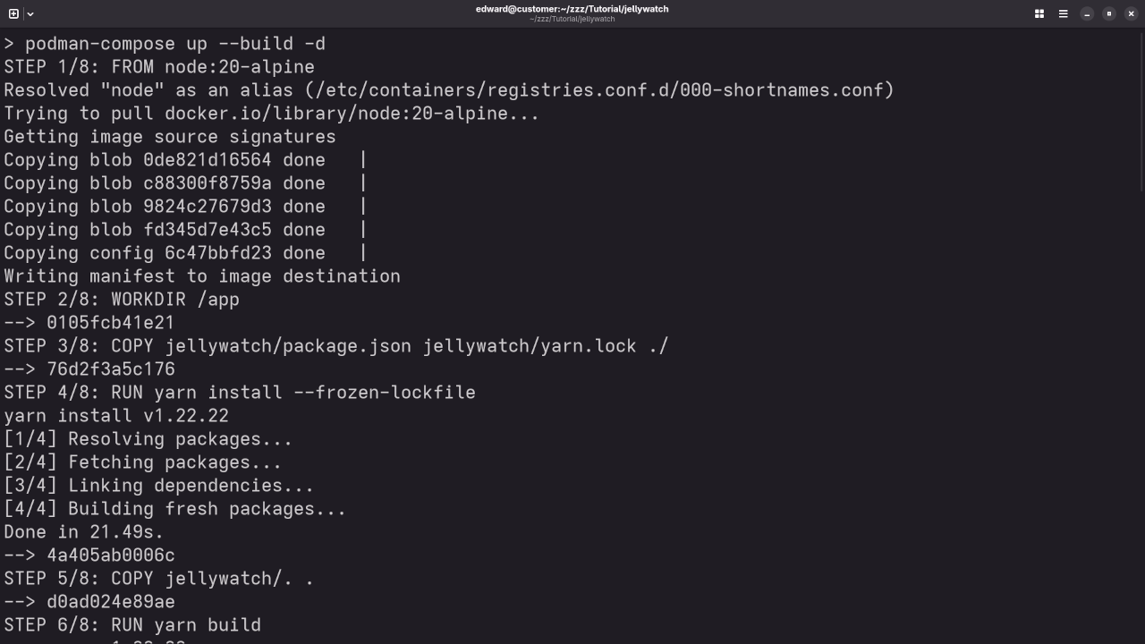 Jellywatch Podman Compose Build