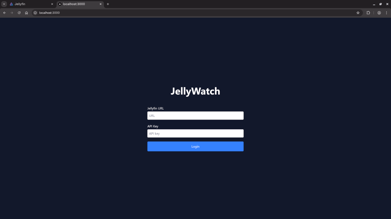 Jellywatch Login Screen