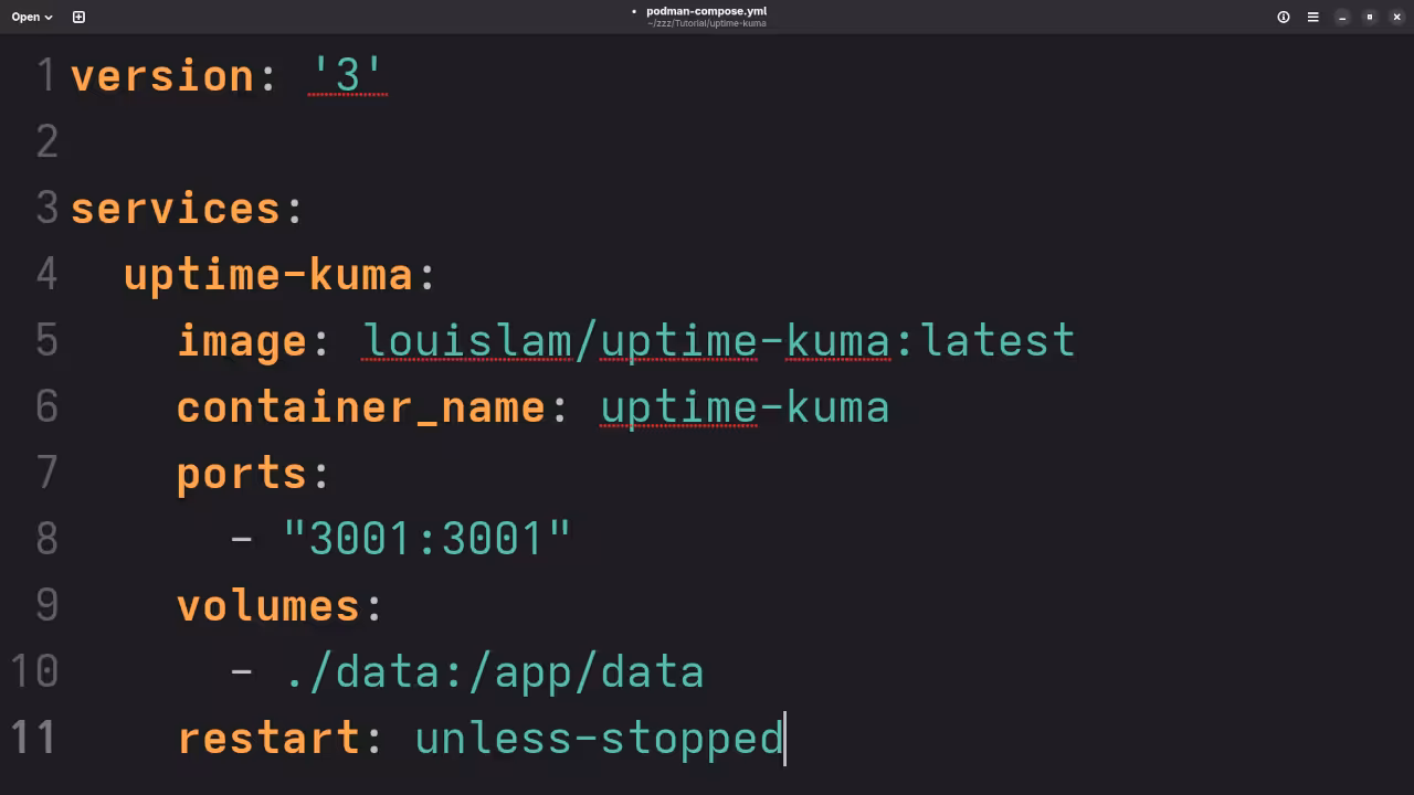 Uptime Kuma Container YAML