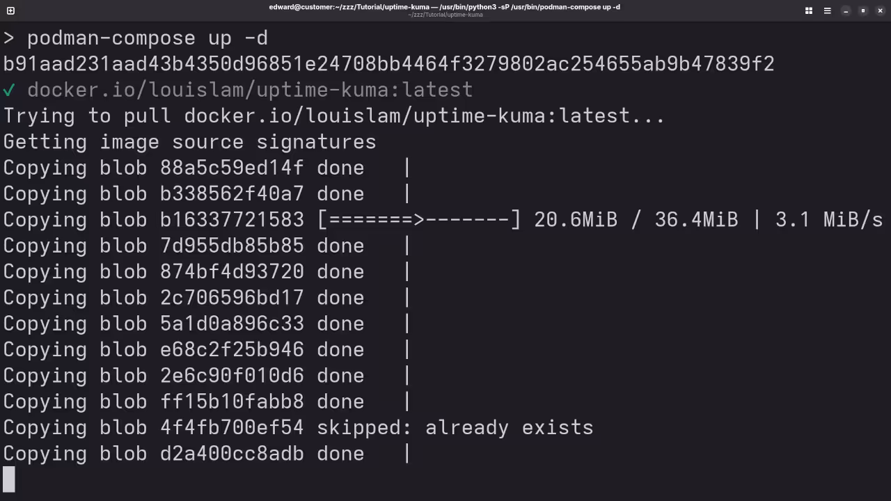 Uptime Kuma Podman Container