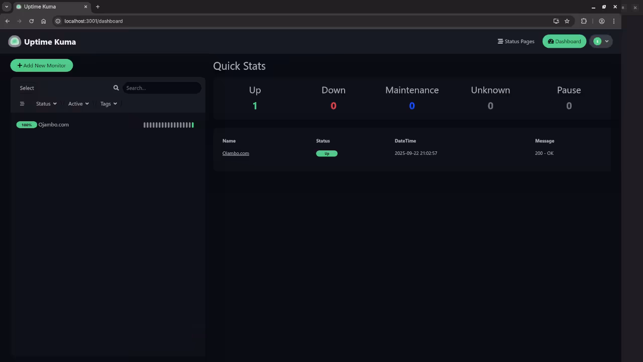 Uptime Kuma Dashboard