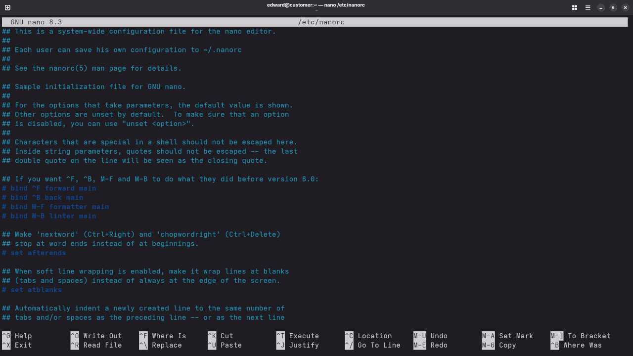 GNU Nano Nanorc File