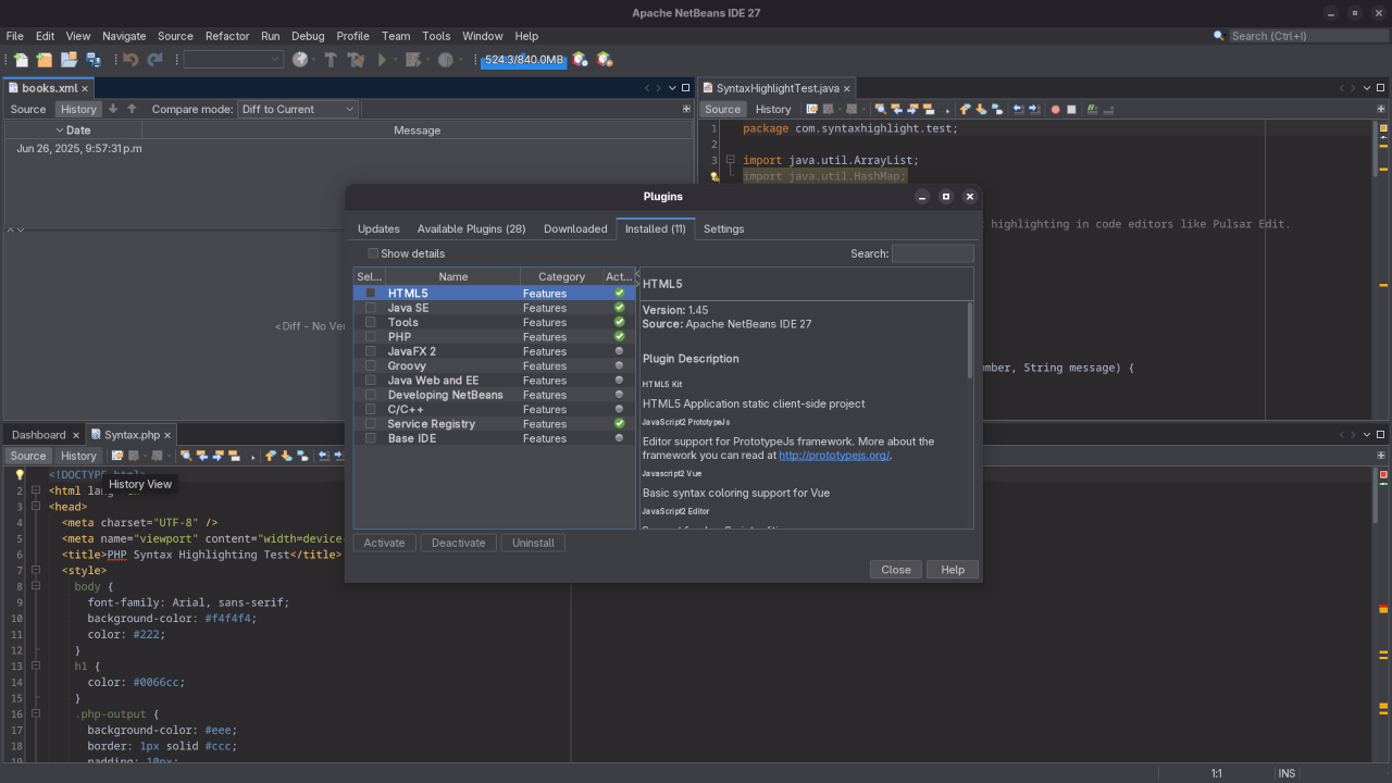 Netbeans 27 Plugins View