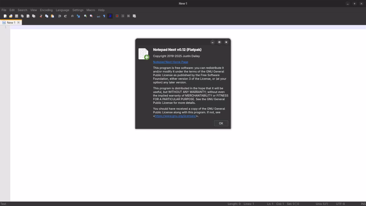 Notepad Next on Fedora