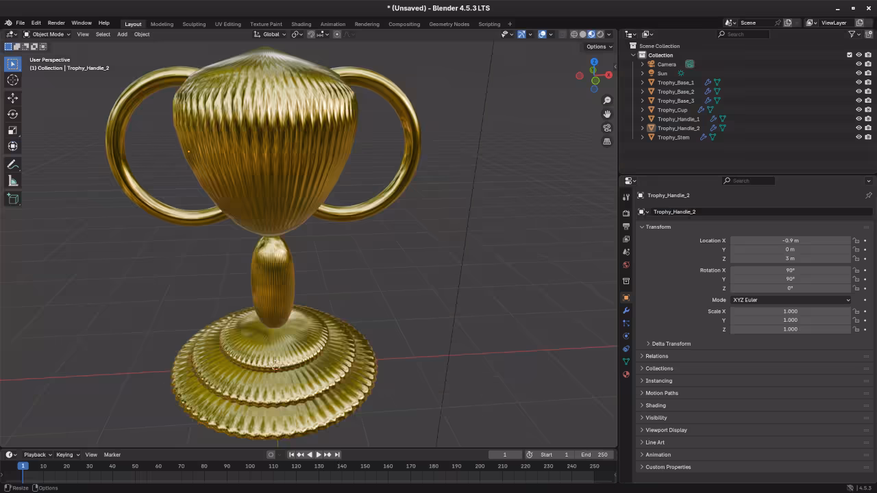 Low poly classic cup trophy in Blender