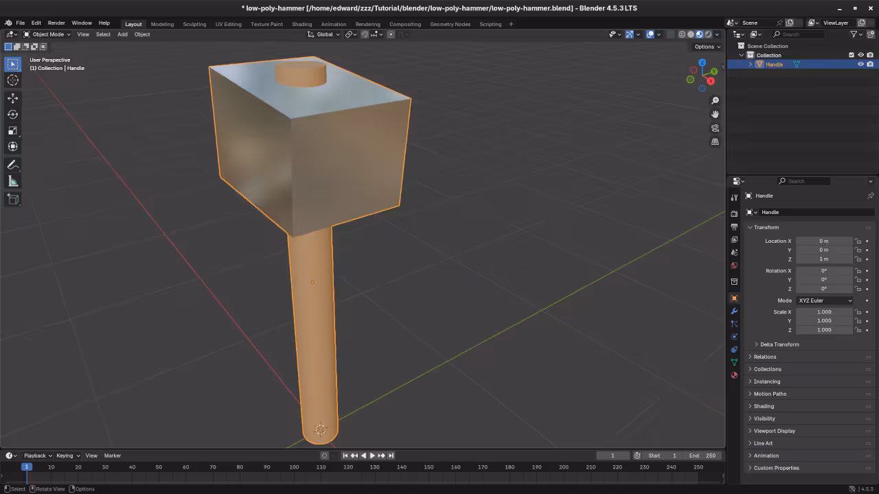 Low poly hammer in Blender