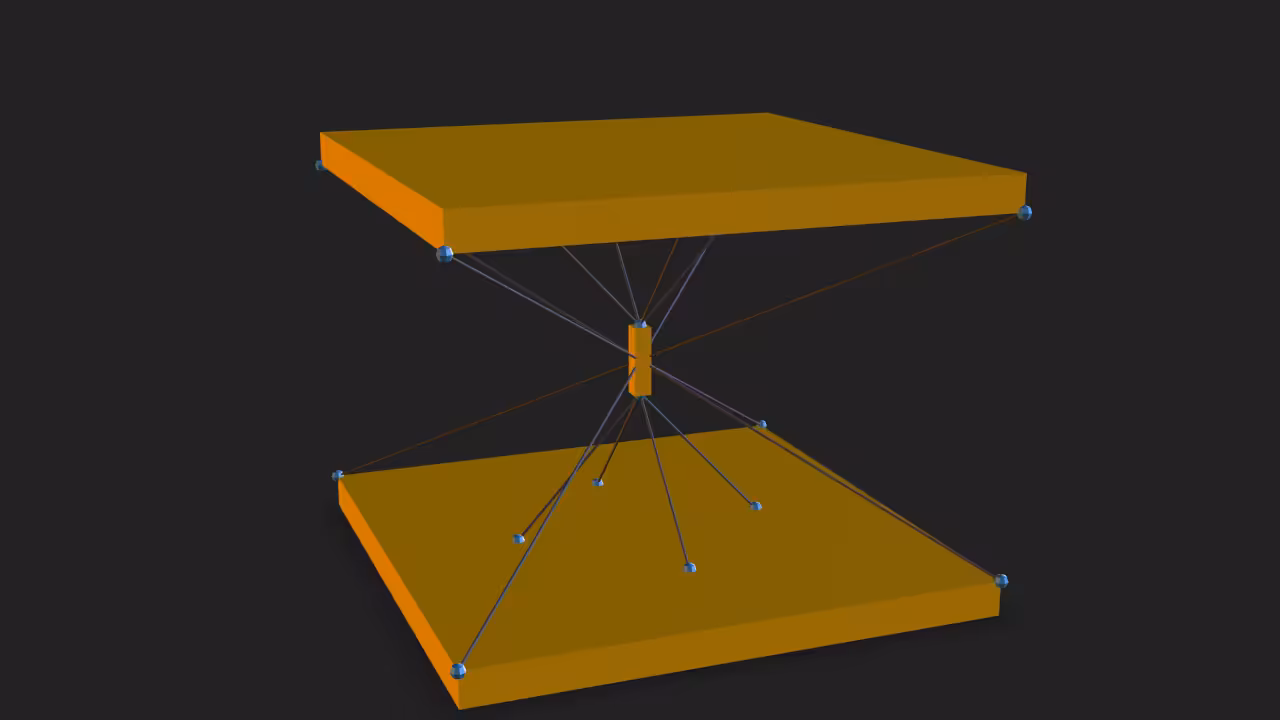 Low poly tensegrity table in Web browser