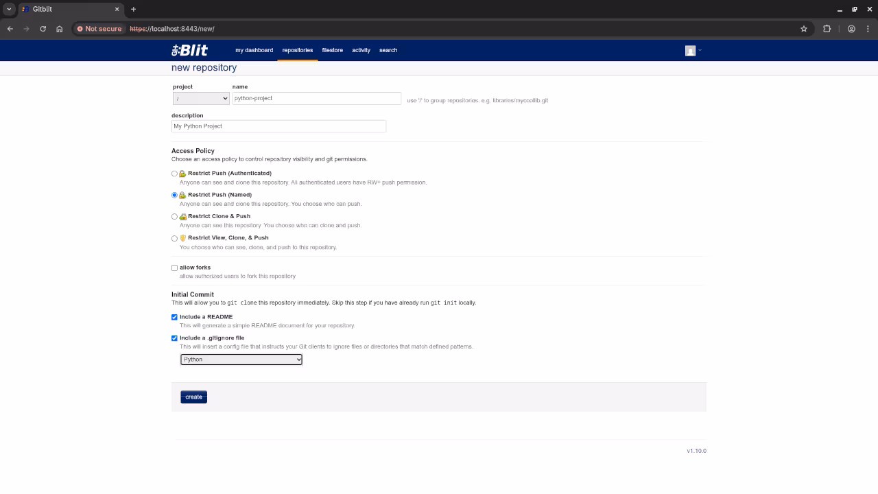 Gitblit New Repo