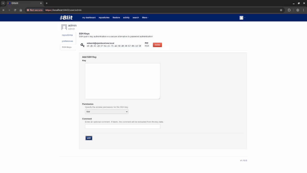 Gitblit SSH Keys