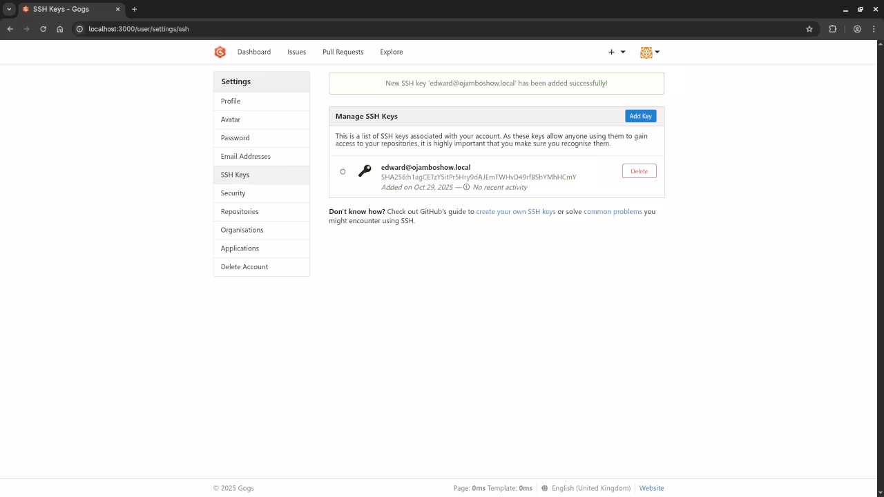 Gogs SSH Keys