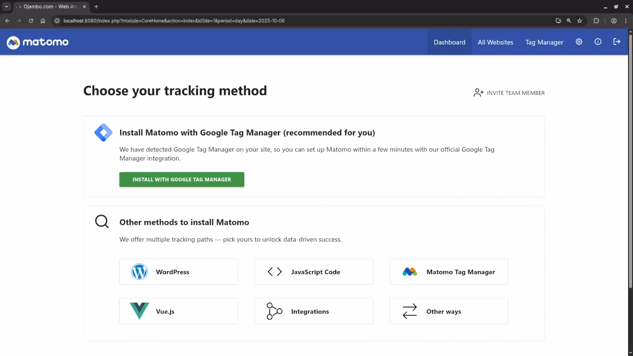 Matomo Tracking Screen