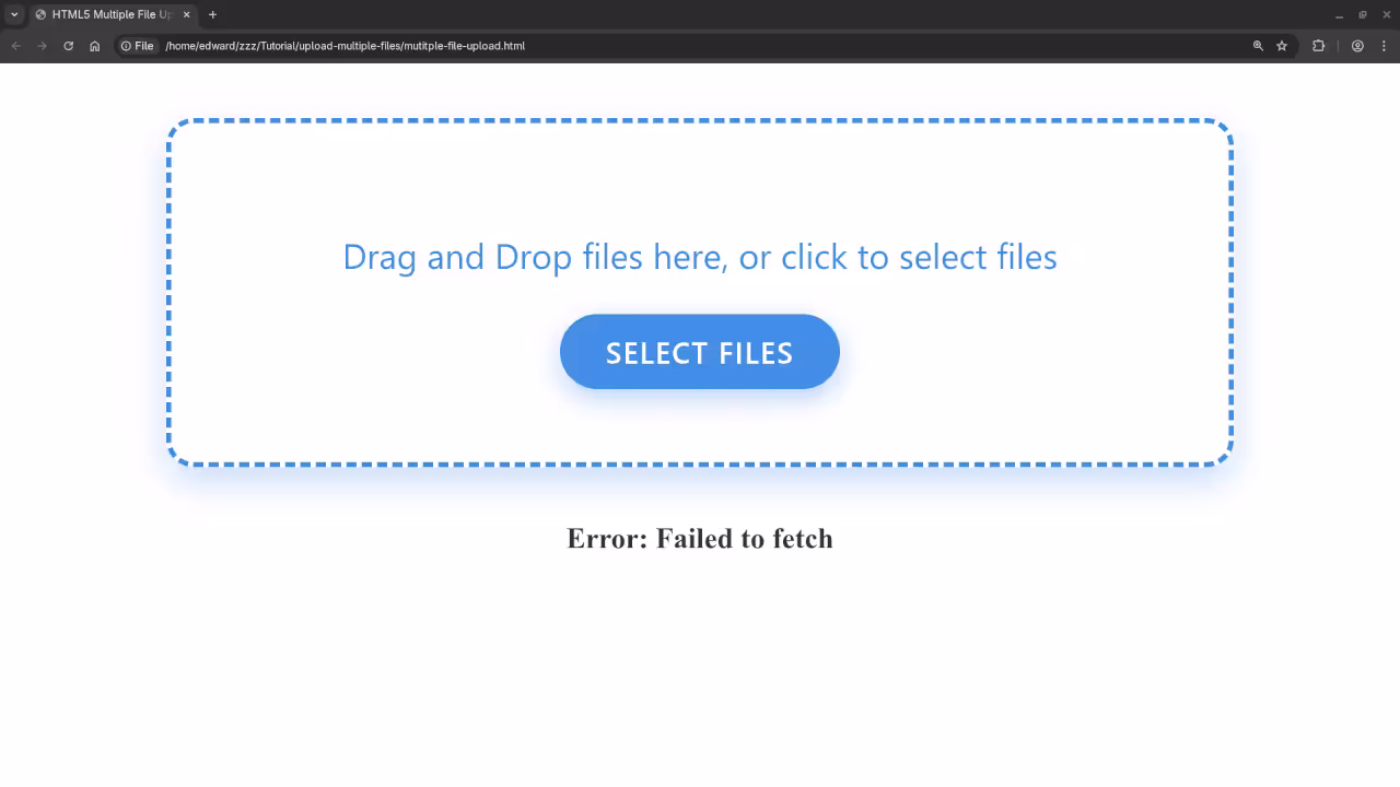 A drag and drop file failed upload