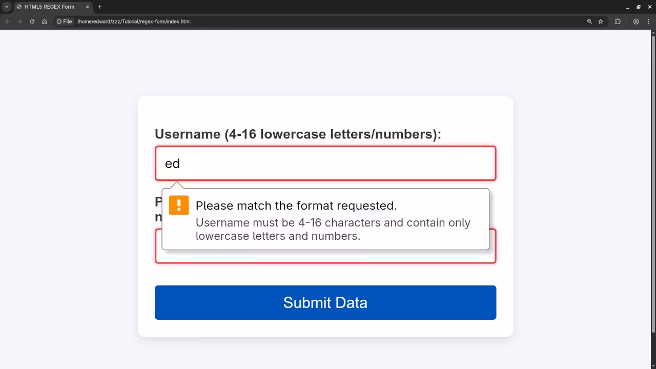 An HTML5 Username Regex