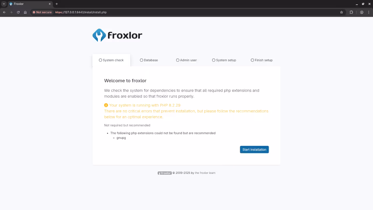 Froxlor System Check