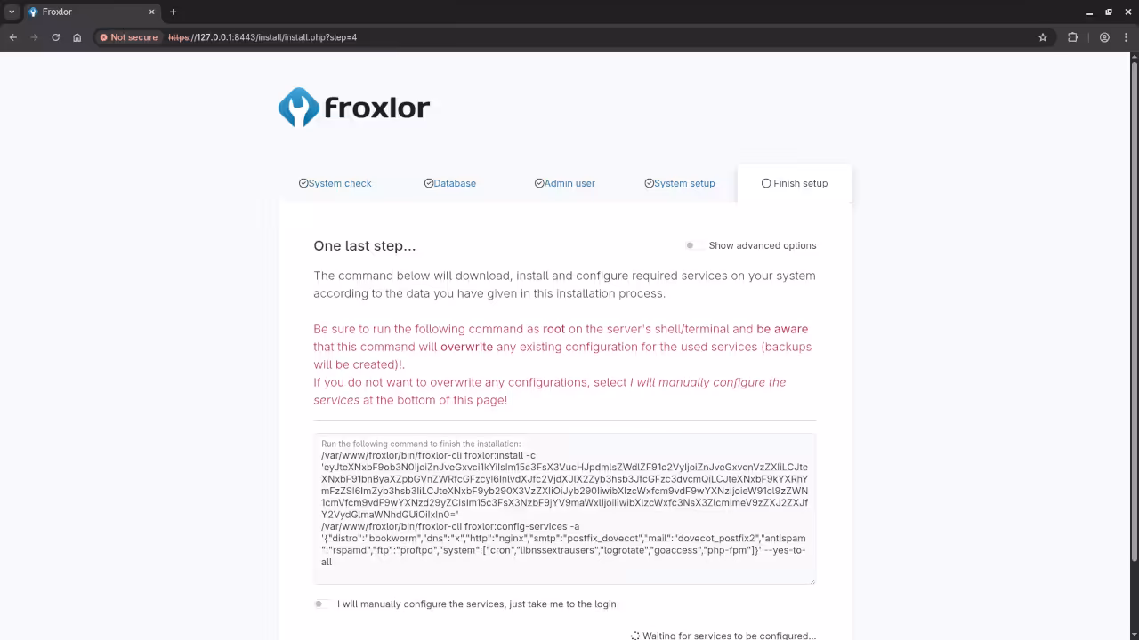 Froxlor Last Setup