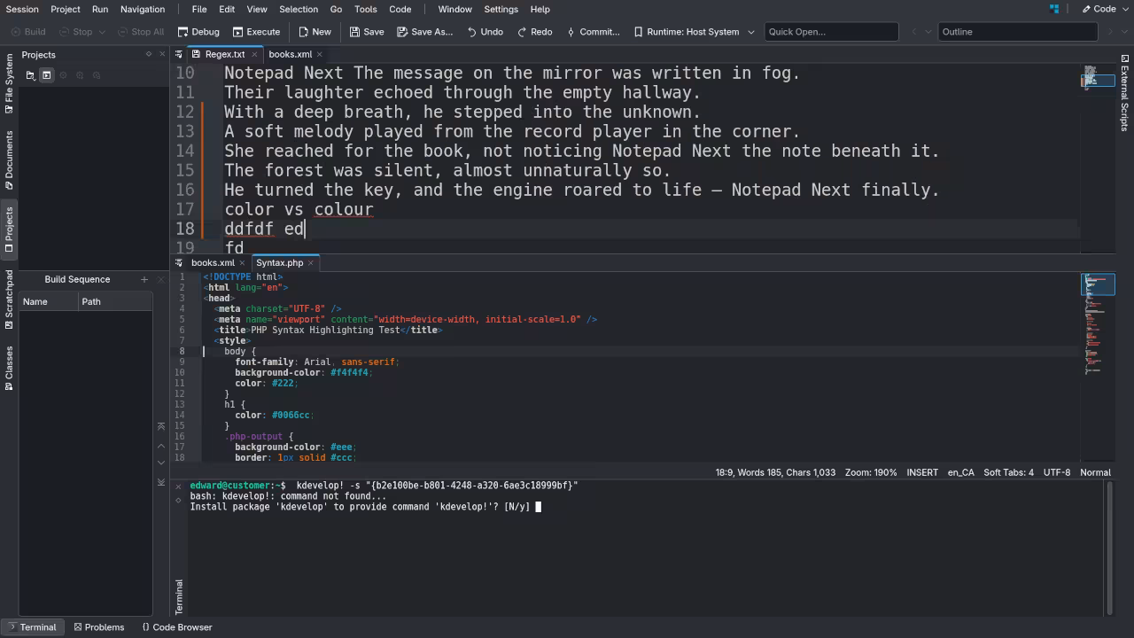 KDevelop Terminal View