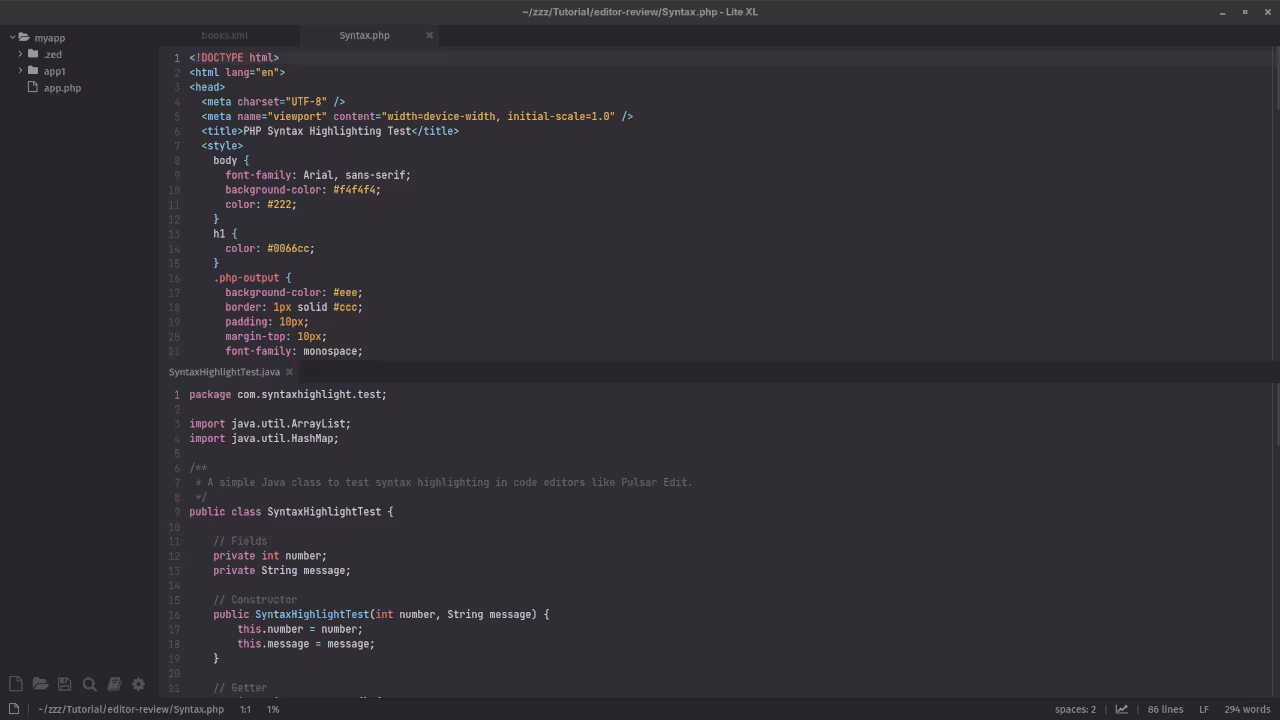 Lite XL PHP Syntax Highlighting