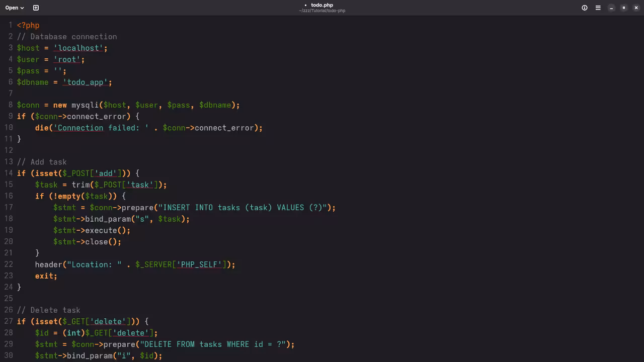 To-do List PHP Code