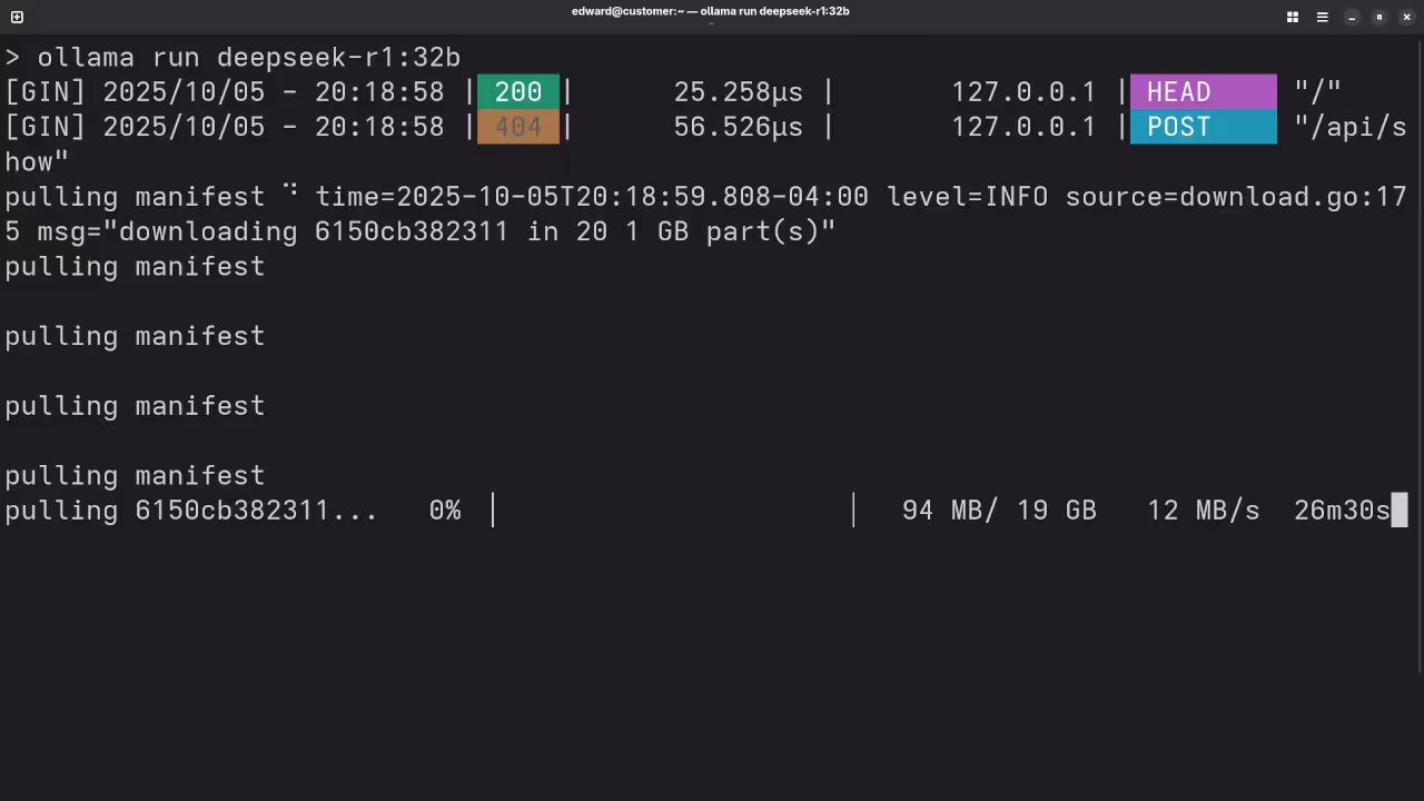 Ollama downloading DeepSeek-R1