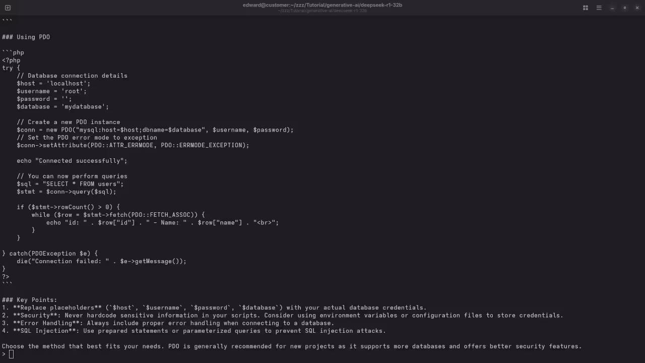 DeepSeek-R1 32B answered question about PHP code