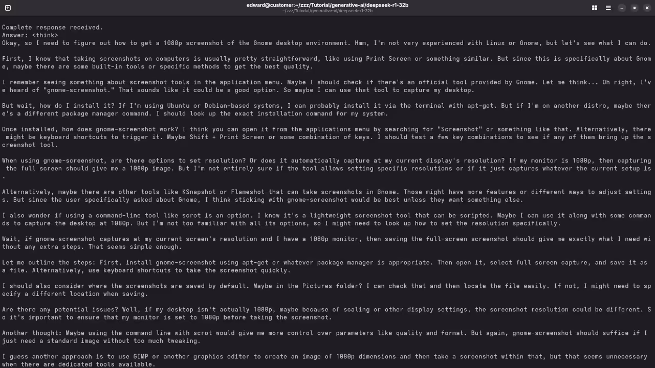 DeepSeek-R1 32B answered question about screenshot