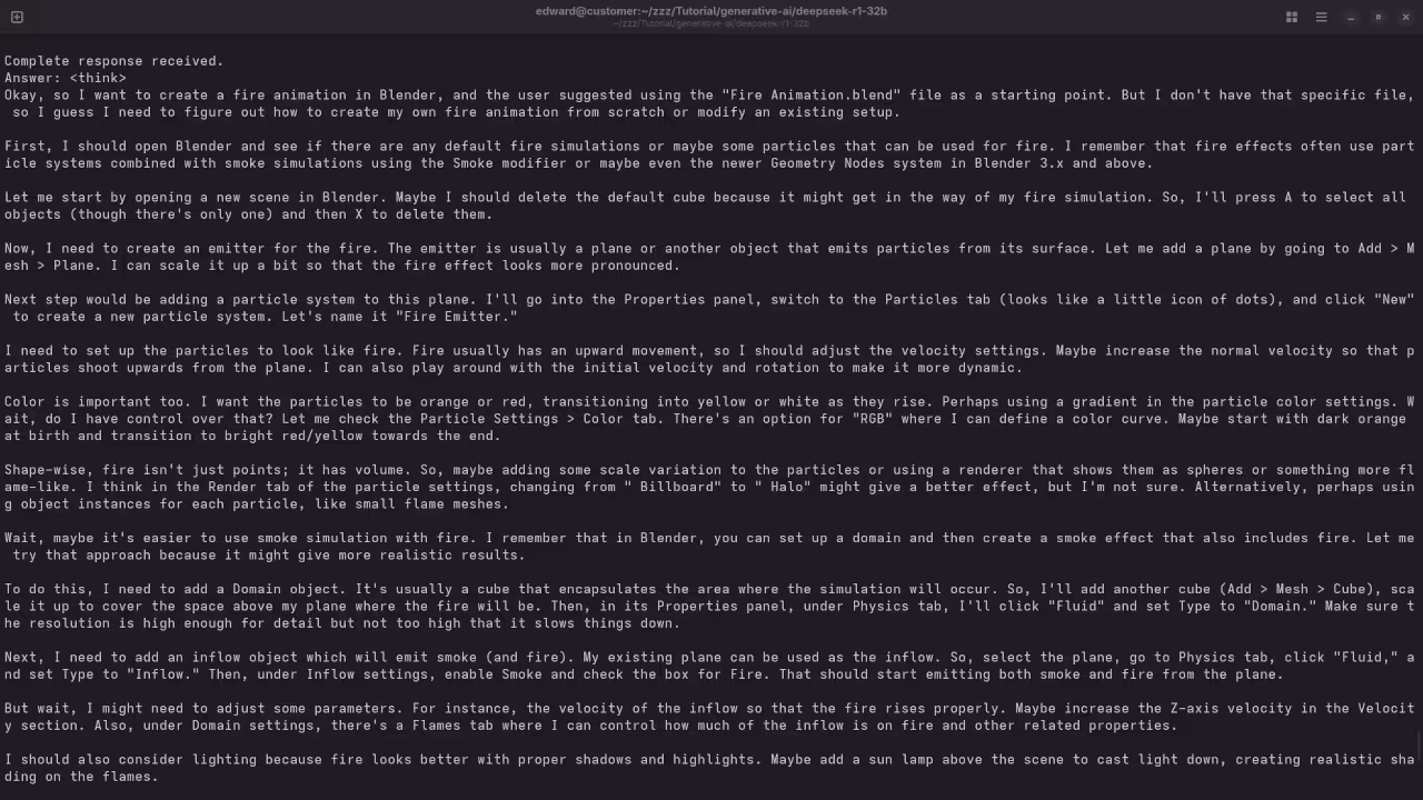 DeepSeek-R1 32B answered request for Blender Blend File
