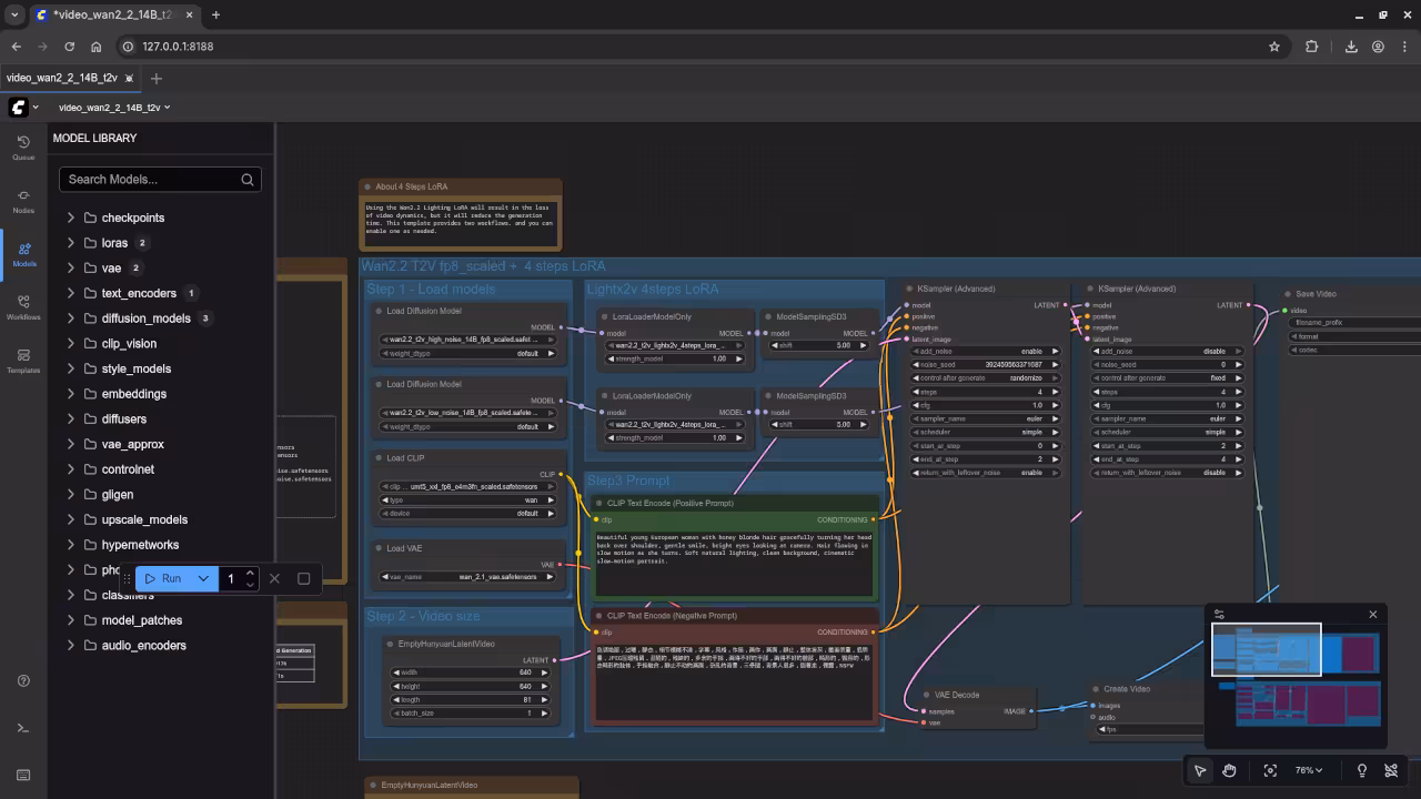 ComfyUI With Wan 2.2 T2V 14B Setup