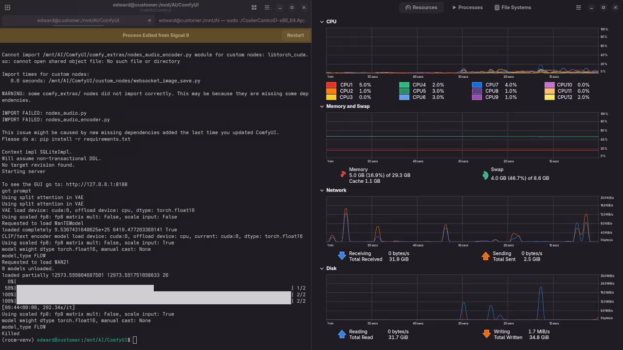 ComfyUI With Wan 2.2 T2V 14B Memory Issues