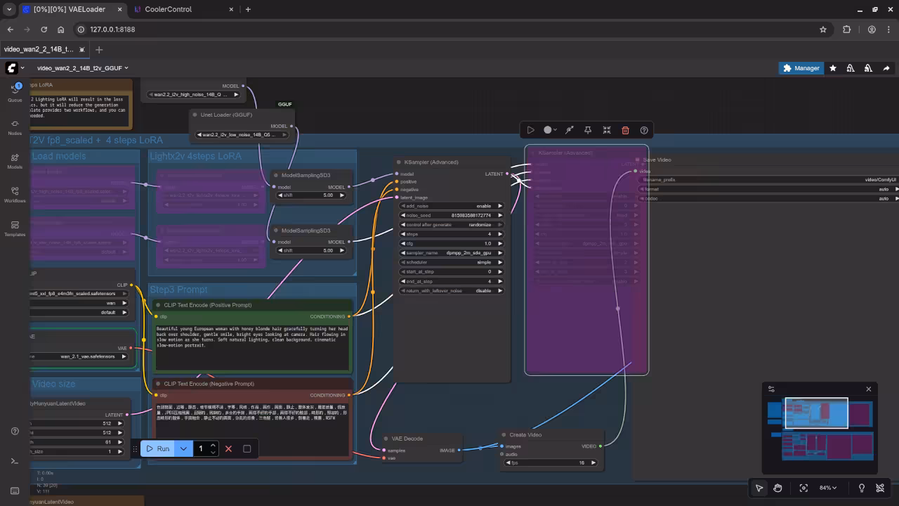 ComfyUI With Wan 2.2 T2V 14B One KSampler