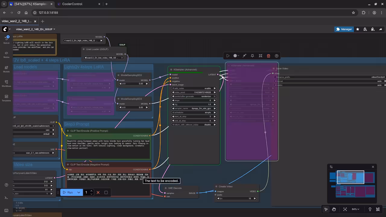 ComfyUI With Wan 2.2 T2V 14B KSampler Tweaks